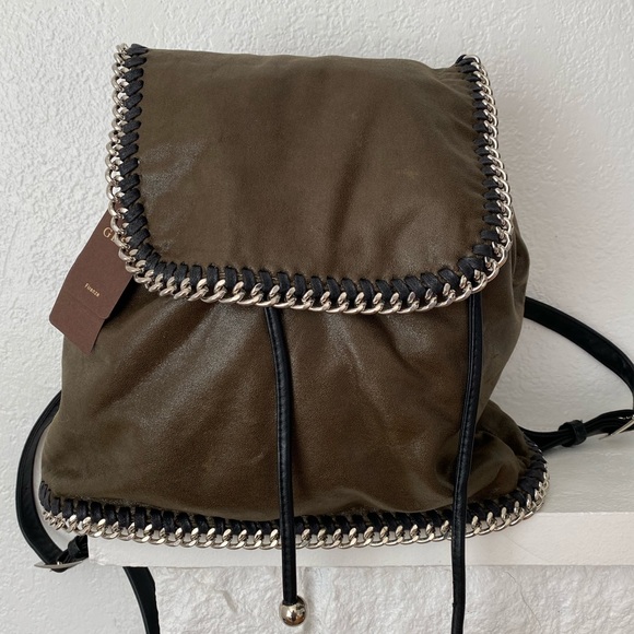 Handbags - New olive green chain edge detail vegan backpack